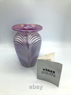 Mount St. Helen's Ash Iridescent Art Glass Pink Vase By Roger Vines Studio USA