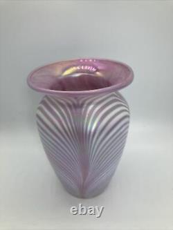 Mount St. Helen's Ash Iridescent Art Glass Pink Vase By Roger Vines Studio USA