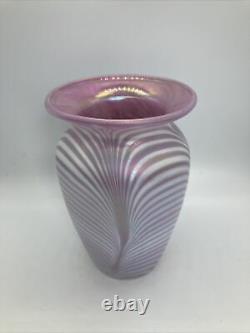 Mount St. Helen's Ash Iridescent Art Glass Pink Vase By Roger Vines Studio USA