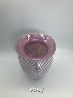 Mount St. Helen's Ash Iridescent Art Glass Pink Vase By Roger Vines Studio USA