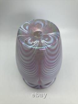 Mount St. Helen's Ash Iridescent Art Glass Pink Vase By Roger Vines Studio USA