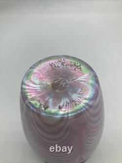 Mount St. Helen's Ash Iridescent Art Glass Pink Vase By Roger Vines Studio USA