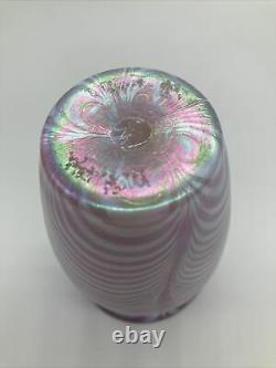 Mount St. Helen's Ash Iridescent Art Glass Pink Vase By Roger Vines Studio USA