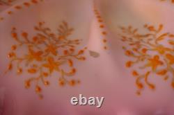 Mt Washington Pink Cased Ruffled Brides Basket Bowl Victorian Art Glass Large