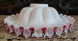 Mt Washington Pink Cased Ruffled Brides Basket Bowl Victorian Art Glass Large