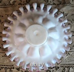 Mt Washington Pink Cased Ruffled Brides Basket Bowl Victorian Art Glass Large