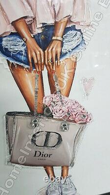 Mummy & girl, handbag with flowers, liquid art, crystals & mirror frame pictures