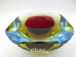 Murano Alessandro Mandruzzato art glass diamond faceted sommerso geode bowl dish