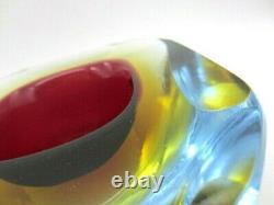 Murano Alessandro Mandruzzato art glass diamond faceted sommerso geode bowl dish