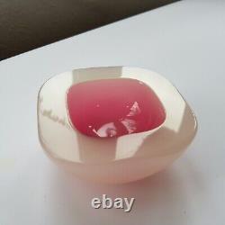 Murano Archimede Seguso 1950s art glass dish 10cm Geode pink Italy Venetian VTG