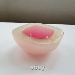 Murano Archimede Seguso 1950s art glass dish 10cm Geode pink Italy Venetian VTG