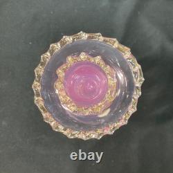 Murano Archimede Seguso Dolphin Candle Holder Pink Gold Flakes Art Glass Rare