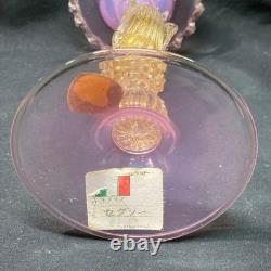 Murano Archimede Seguso Dolphin Candle Holder Pink Gold Flakes Art Glass Rare