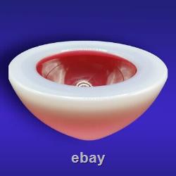 Murano Archimede Seguso Pink & White Alabastro Geode Art Glass Bowl Dish Vintage