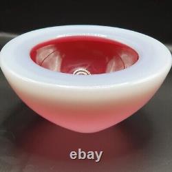 Murano Archimede Seguso Pink & White Alabastro Geode Art Glass Bowl Dish Vintage