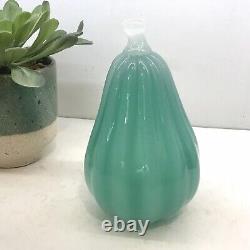 Murano Archimede Seguso Ribbed Sea Green Alabastro Pear 1950s