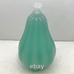 Murano Archimede Seguso Ribbed Sea Green Alabastro Pear 1950s