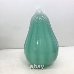 Murano Archimede Seguso Ribbed Sea Green Alabastro Pear 1950s