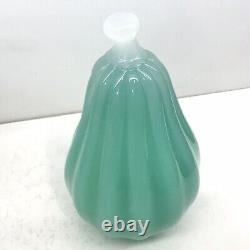 Murano Archimede Seguso Ribbed Sea Green Alabastro Pear 1950s