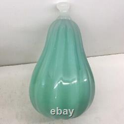 Murano Archimede Seguso Ribbed Sea Green Alabastro Pear 1950s