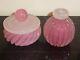 Murano Art Glass Archimede Seguso Pink Rose Opalescent Ribbed Vanity Set