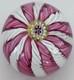 Murano Art Glass Paperweight 3 White & Pink Aventurine Ribbons Millefiori Crown