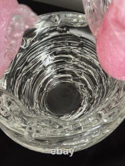 Murano Art Glass Pink Birds On Nest Italy Enrico Camozzo Signed