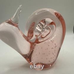 Murano Art Glass Pink Snail Figurine Paperweight Vintage EUC