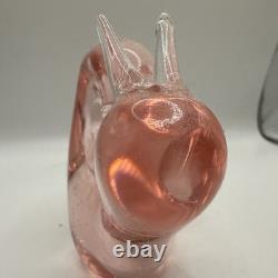 Murano Art Glass Pink Snail Figurine Paperweight Vintage EUC