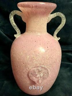 Murano Art Glass Scavo Vase Lion Head Prunts By Paolo Rubelli Orig Label 8.25