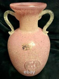 Murano Art Glass Scavo Vase Lion Head Prunts By Paolo Rubelli Orig Label 8.25