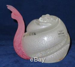 Murano Art Glass, Signed S Puccini, Pink and Silver Snail, 5 3/4 Tall