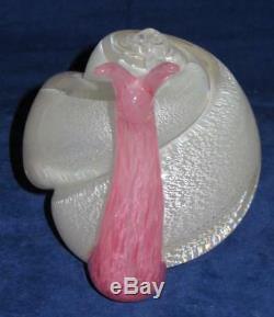 Murano Art Glass, Signed S Puccini, Pink and Silver Snail, 5 3/4 Tall