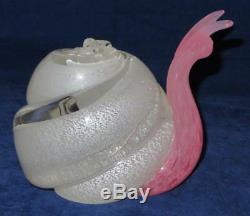 Murano Art Glass, Signed S Puccini, Pink and Silver Snail, 5 3/4 Tall