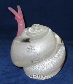 Murano Art Glass, Signed S Puccini, Pink and Silver Snail, 5 3/4 Tall