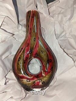 Murano Art Glass Vase Antique (Pink/Gold Swirl Leopard Spots)
