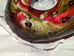 Murano Art Glass Vase Antique (Pink/Gold Swirl Leopard Spots)