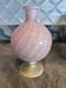 Murano Art Glass Vase Pink Alabastro Aventurine Gold Swirl Pedestal 6.5 Italy