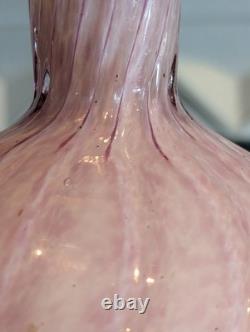 Murano Art Glass Vase Pink Alabastro Aventurine Gold Swirl Pedestal 6.5 Italy