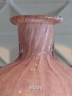 Murano Art Glass Vase Pink Alabastro Aventurine Gold Swirl Pedestal 6.5 Italy