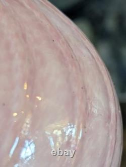 Murano Art Glass Vase Pink Alabastro Aventurine Gold Swirl Pedestal 6.5 Italy