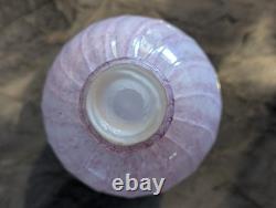 Murano Art Glass Vase Pink Alabastro Aventurine Gold Swirl Pedestal 6.5 Italy