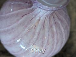Murano Art Glass Vase Pink Alabastro Aventurine Gold Swirl Pedestal 6.5 Italy