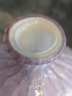 Murano Art Glass Vase Pink Alabastro Aventurine Gold Swirl Pedestal 6.5 Italy