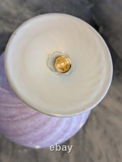 Murano Art Glass Vase Pink Alabastro Aventurine Gold Swirl Pedestal 6.5 Italy