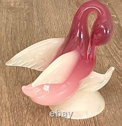 Murano Art glass Swan figurine Pink & White designed by Archimede Seguso 50s/60s