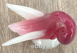 Murano Art glass Swan figurine Pink & White designed by Archimede Seguso 50s/60s
