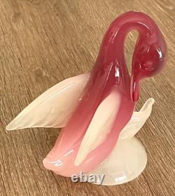 Murano Art glass Swan figurine Pink & White designed by Archimede Seguso 50s/60s