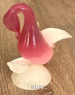 Murano Art glass Swan figurine Pink & White designed by Archimede Seguso 50s/60s
