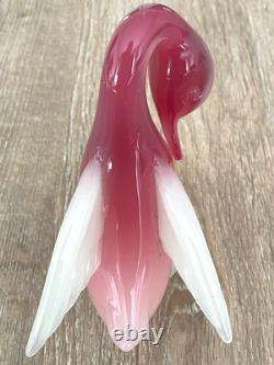 Murano Art glass Swan figurine Pink & White designed by Archimede Seguso 50s/60s